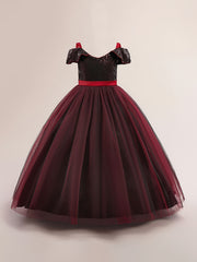 Cute Cold Shoulder Sequins Princess Dress for Girls Birthday Party