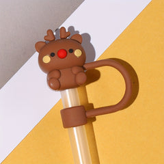 1pc Christmas Silicone Straw Cover Dustproof Straw Plug Cup Accessories