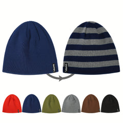 Zowya Reversible Kids Beanie Hat - Striped & Solid Colors