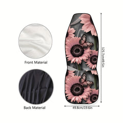 Pink Sunflower Butterfly Print Car Seat Cover