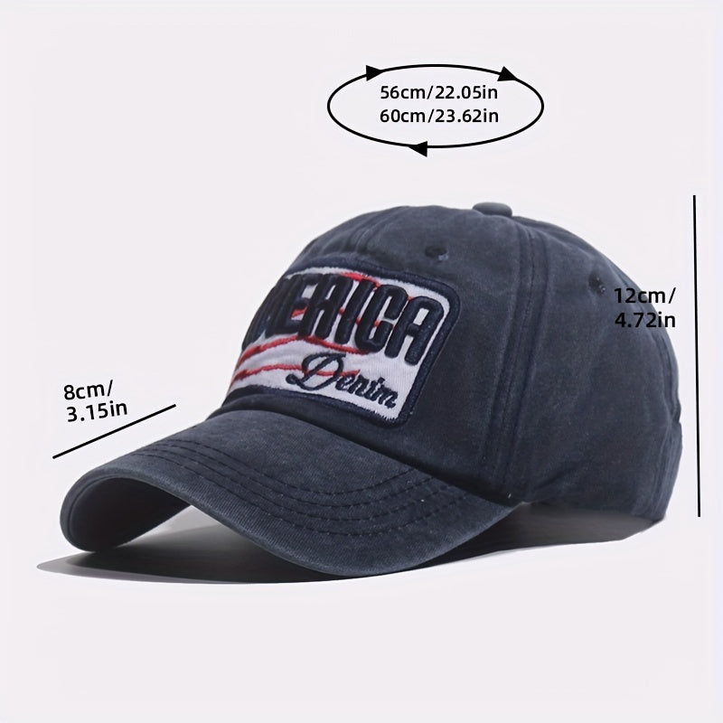 Washed Alphabets Embroidery Baseball Cap Breathable Peaked Cap