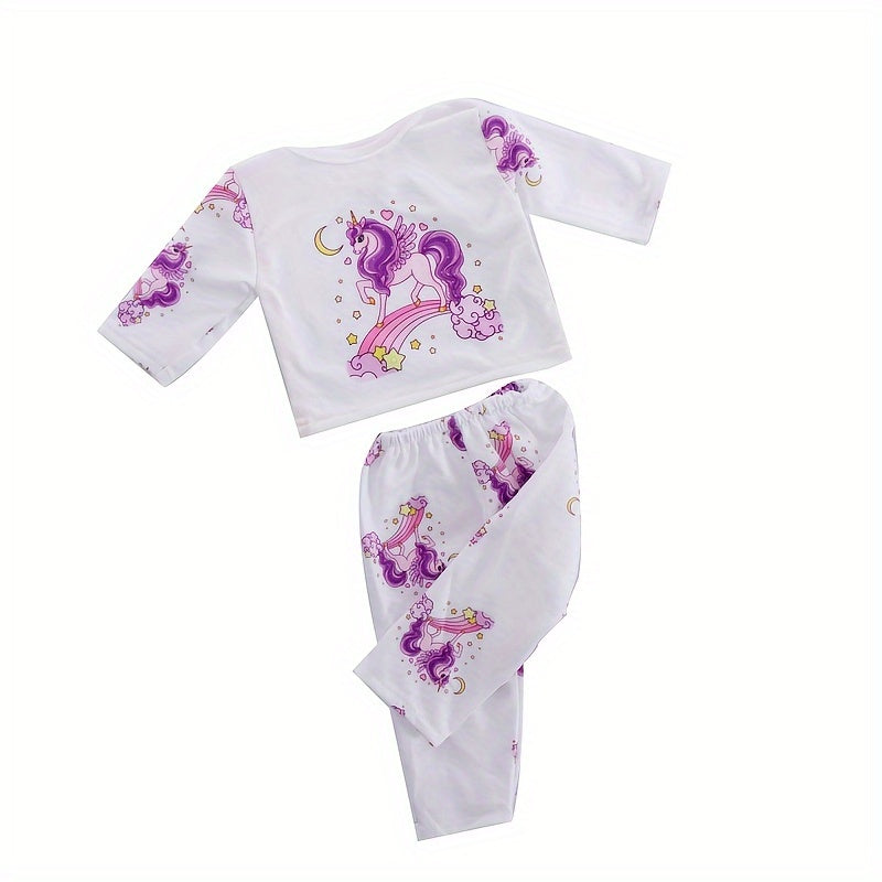 Purple Unicorn Pattern Doll Clothes for 17-18 Inch Dolls