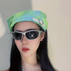 Y2K Embossed Triangle Scarf Gradient Headband Turban Bandana