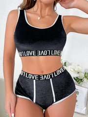 Letter Print Bra & Panties Set