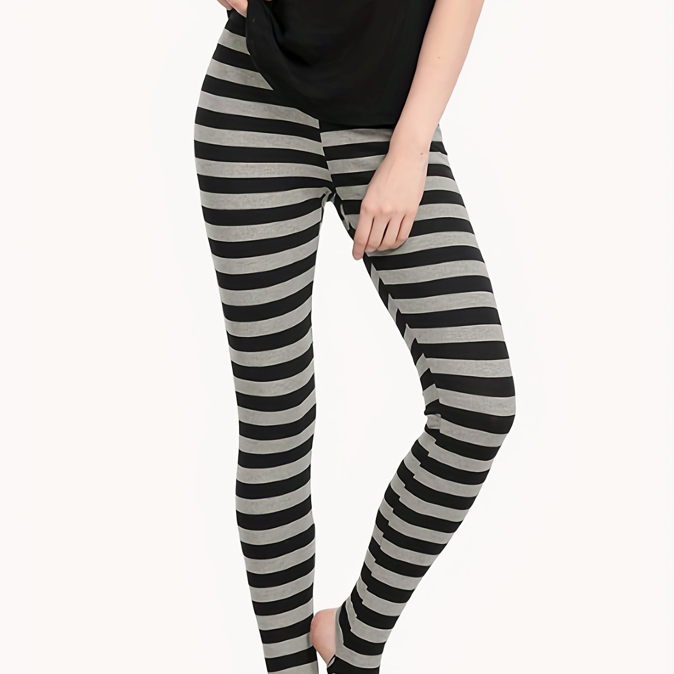 Striped High Waist Leggings Casual Every Stretchy Leggings Women's Clothing