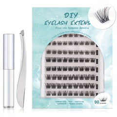 D Curl Long Individual Lash Clusters 90pcs Mixed Tray DIY Eyelash Extensions