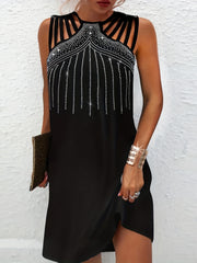 Rhinestone Cut Out Tank Dress Sleeveless Dress For Party