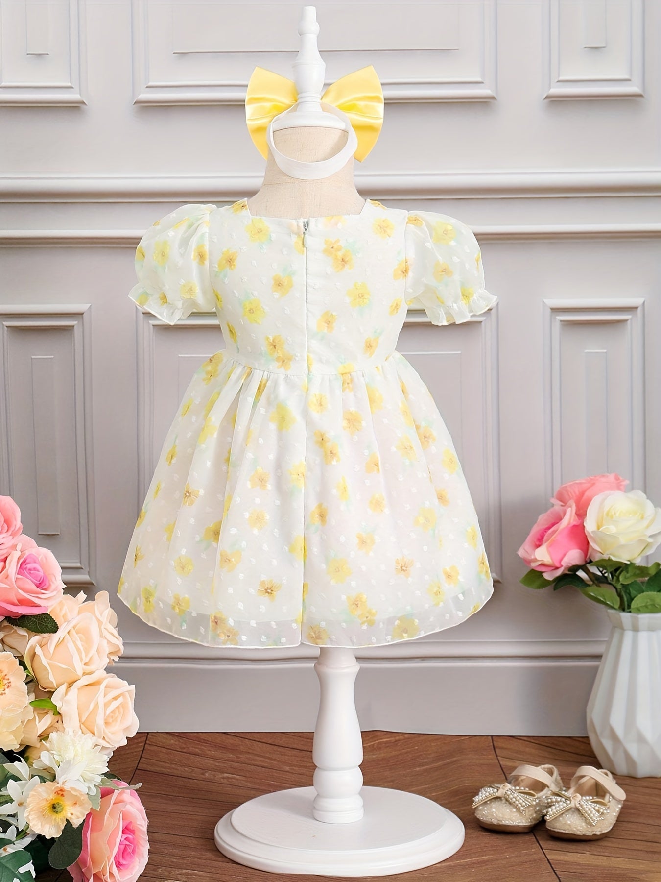 Baby Girls Sweet Floral Print Princess Dress