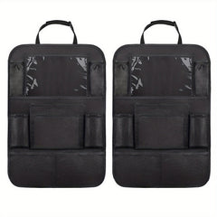 Car Organizer Kick Mats Screen Tablet Holder Storage Pockets