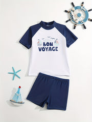 Boys 2pc Swimsuit SHARK Print Beach Quick Dry