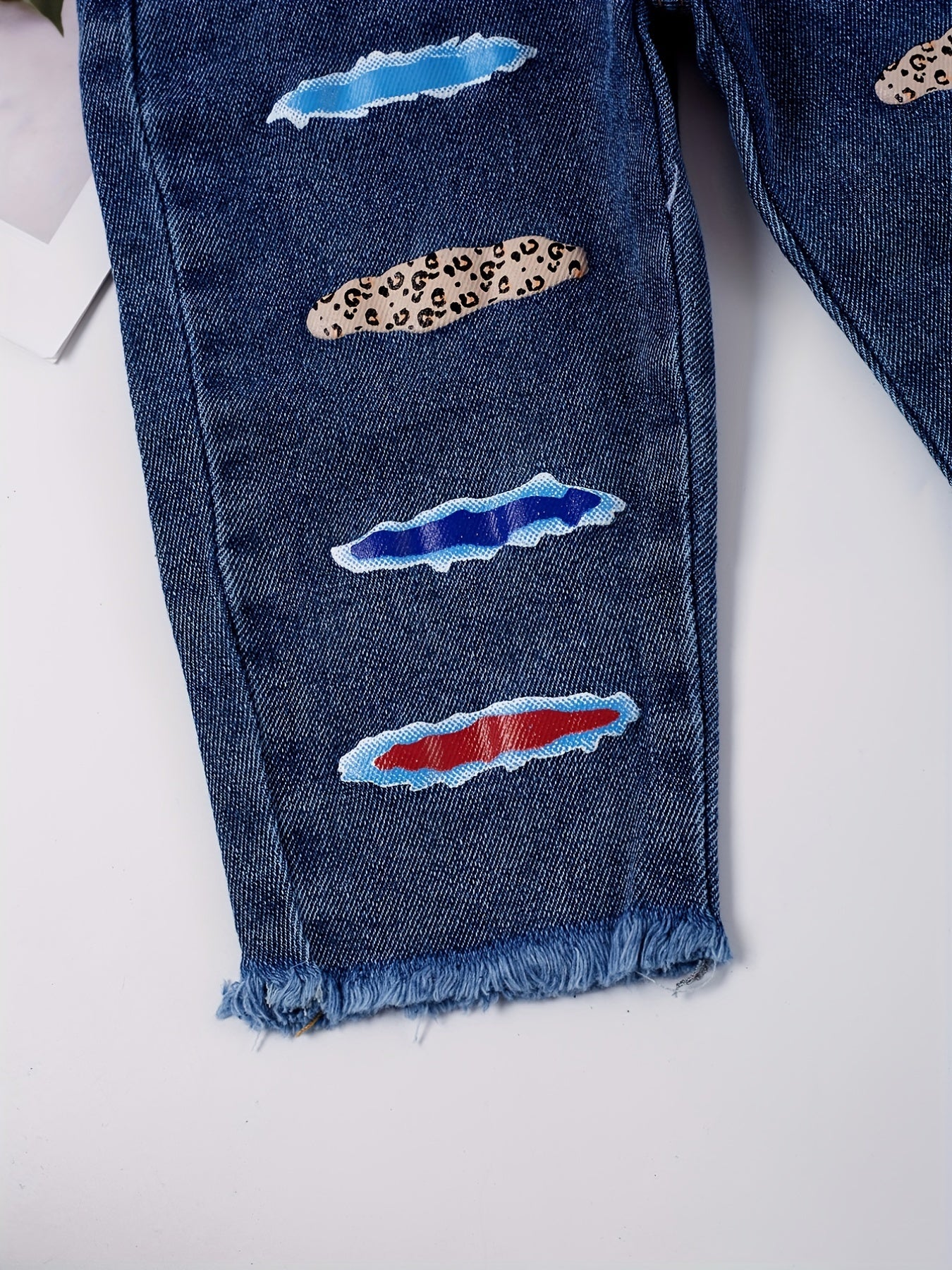 Girls Casual Print Denim Pants For Kids Children Holiday Summer