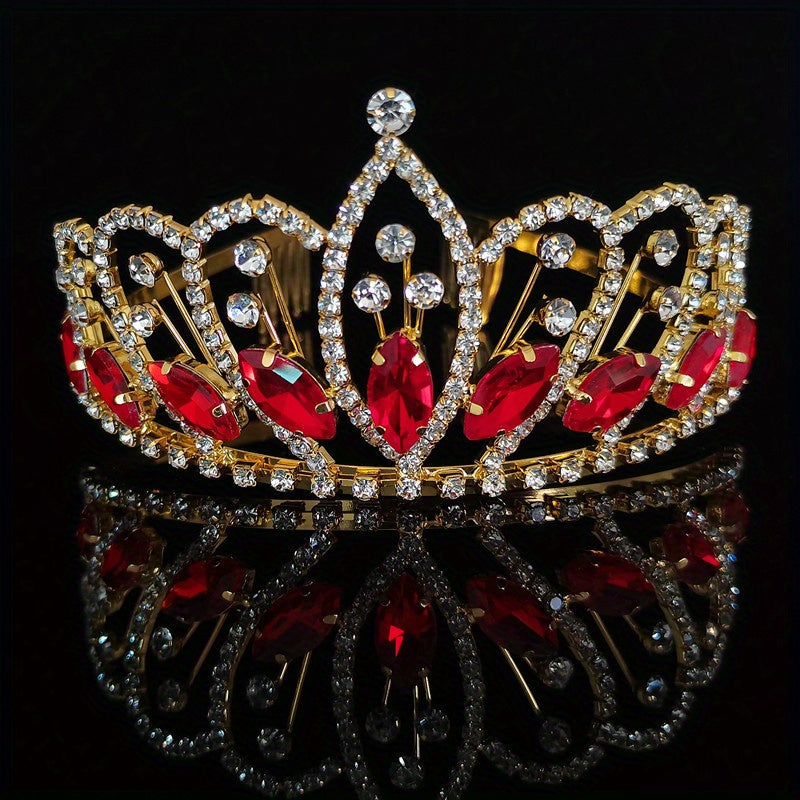 Red Crystal Tiara Queen Crown Headband