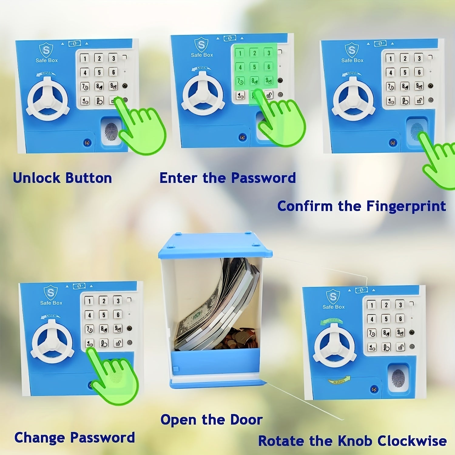 Kids ATM Bank w/ Fingerprint Password - Money Savings Jar