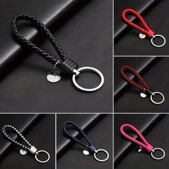 PU Leather Braided Wristlet Car Keychain Strap for Men Women DIY Key Chains