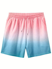 Quick Dry Gradient Men's Beach Shorts Drawstring Swim Trunks