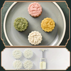 Moon Cake Mold with Stamps DIY Hand Press Cookie Stamps