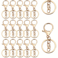 Golden Lobster Clasp Keychain Set with Split Rings & Jump Rings