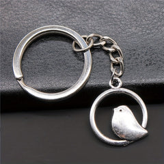 Bird Animal Keychain Vintage Silver Metal Keyring Key Holder Accessories