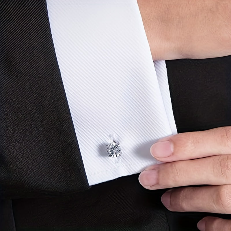 Sparkling Diamond Cufflinks Set for Wedding Parties