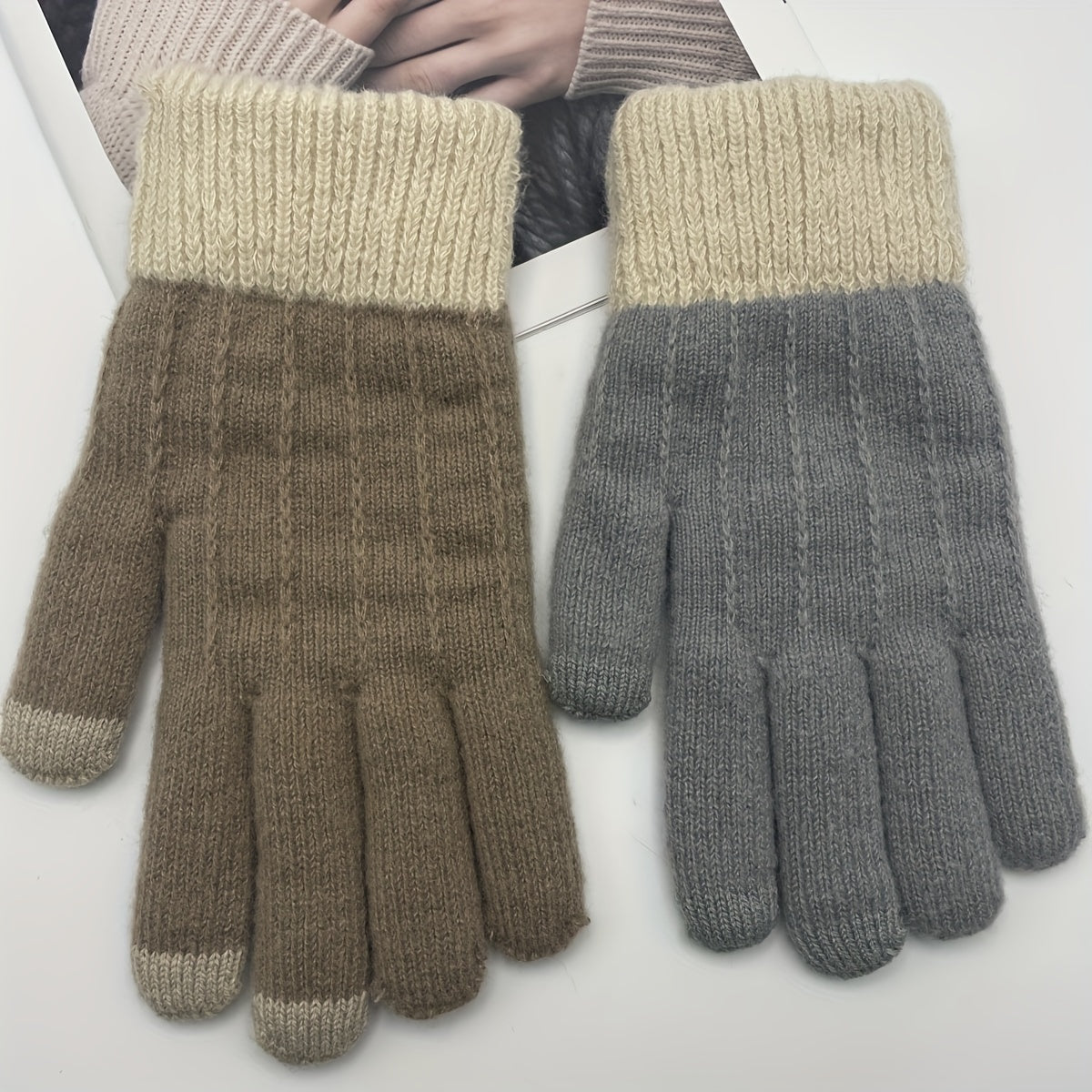 Winter Knitted Velvet Warm Gloves for Men and Women
