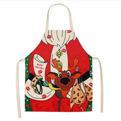 Linen Christmas Apron Unisex Adjustable Cooking Apron