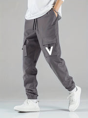 V Cargo Pants Men's Loose Casual Outdoor Work Streetwear Hip Pop Style