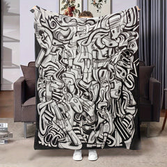 Warm Soft Blanket Line Graffiti Pattern Throw Blanket Bed Sofa Outdoor Camping