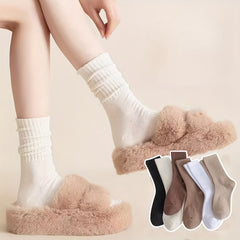 Solid Socks Comfy & Soft Mid Tube Socks Women's Stockings & Hosiery