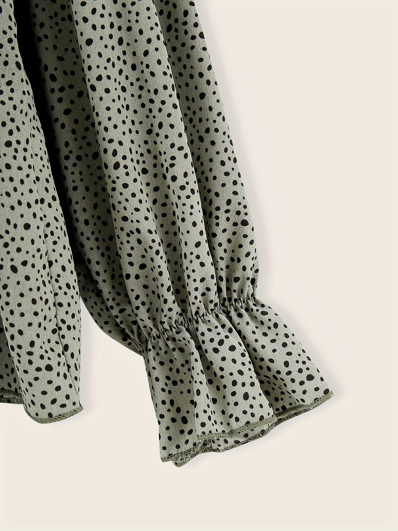 Dot Print Lantern Sleeve Blouse
