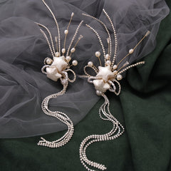 Tassel Faux Pearl Hair Clips 2pcs 1pair Headwear Bridal Party Styling