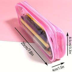 Double sided Transparent Pencil Case Student Stationery Storage Bag