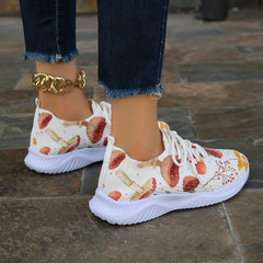 Colorful Maple Leaf & Mushroom Print Casual Shoes for Halloween