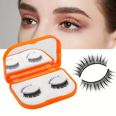 2 Pairs Self Adhesive Natural Volume Faux Mink Lashes with Box and Mirror