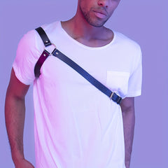 Men's PU Leather Shoulder Strap Body Belt for Daily Wear Party Costume