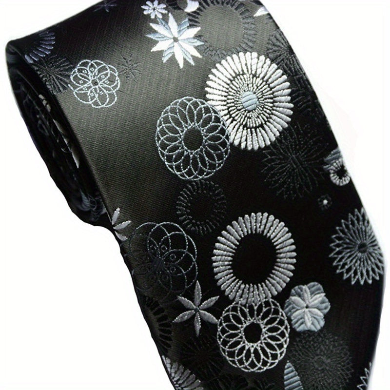 Men's Red Floral Tie 3 6Inch Party Wedding Necktie