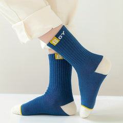 Kids Casual Letter Print Socks, 5 Pairs