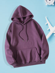 Women's Solid Sweatshirt Kangaroo Pocket Hoodie Long Sleeve