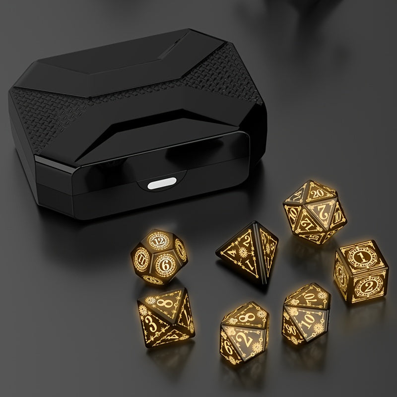 7pcs Custom Rechargeable Polyhedral Dice Set Light Up Dice Set