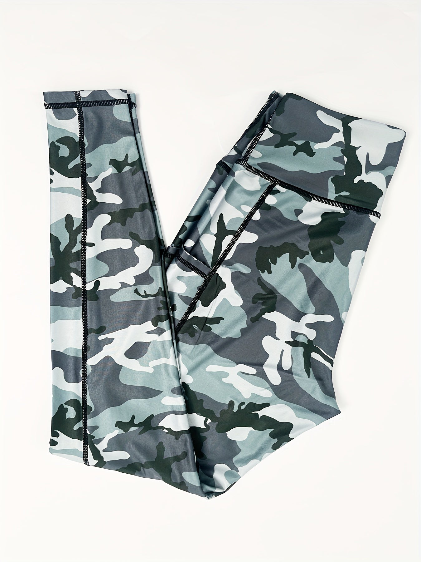 Camo Print Tummy Control Yoga Pants With Pockets