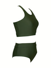 Racer Back Bikini Set High Stretch Swimsuit Women's Swimwear