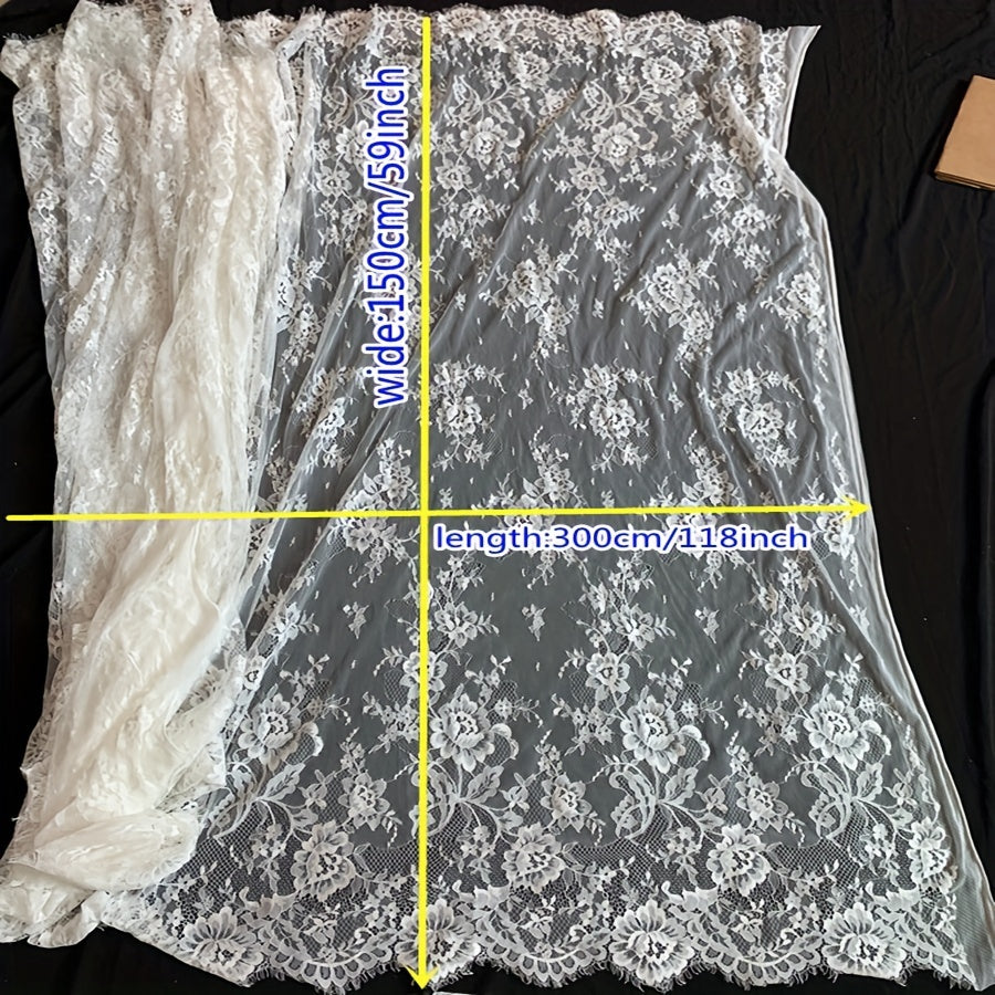 3m Long 1.5m Wide Eyelash Lace Mesh Fabric DIY Tablecloth Curtain Dress