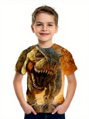 Dinosaur Graphic T Shirt for Kids Short Sleeves Slightly Stretchy