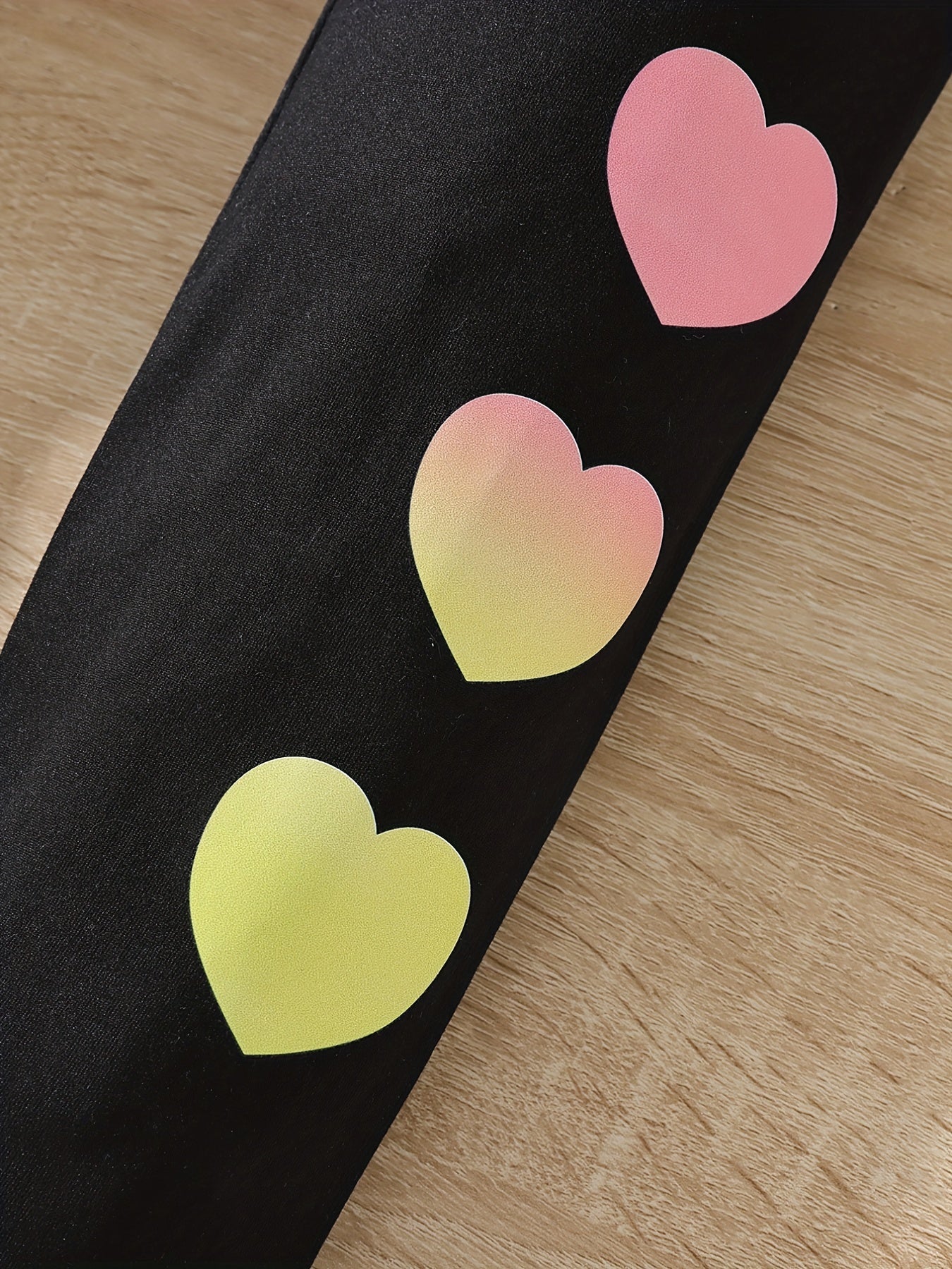 Gradient Hearts Graphic Girls Casual Pants High Waist Trousers