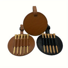 Golf Tee Bag PU Leather Durable with 5 Slots