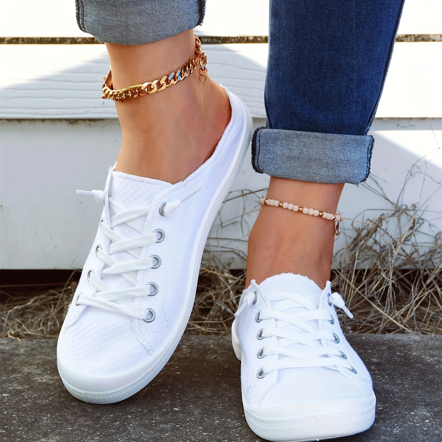 Women's Slip on Mules Sneakers Lace Up Lightweight Walking Shoes