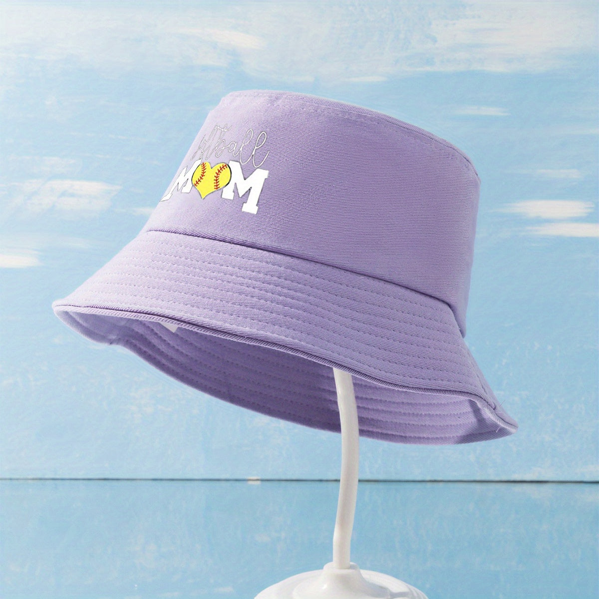 Softball Mom Print Bucket Hat Solid Casual Basin Hat Cotton