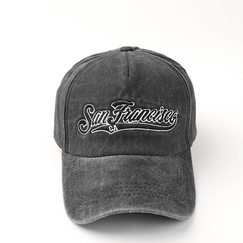 Washed Letter Embroidery Baseball Cap Women's Autumn And Winter All match Peaked