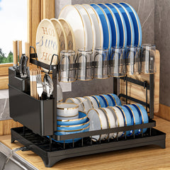 2 Tier Dish Drying Rack Rustproof Kitchen Dish Drying Rack With Drainboard