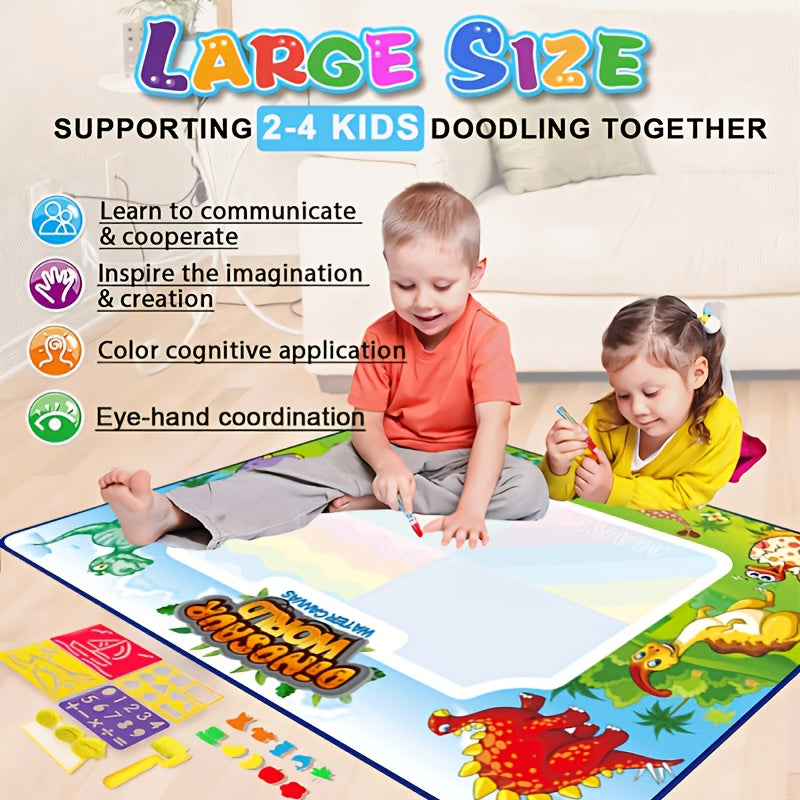 Kids Watercolor Canvas Painting Set - Dinosaur & Vehicle Designs - Ages 3+