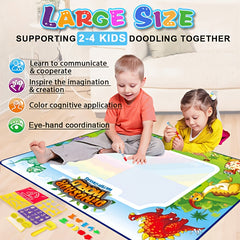 Kids Watercolor Canvas Painting Set - Dinosaur & Vehicle Designs - Ages 3+